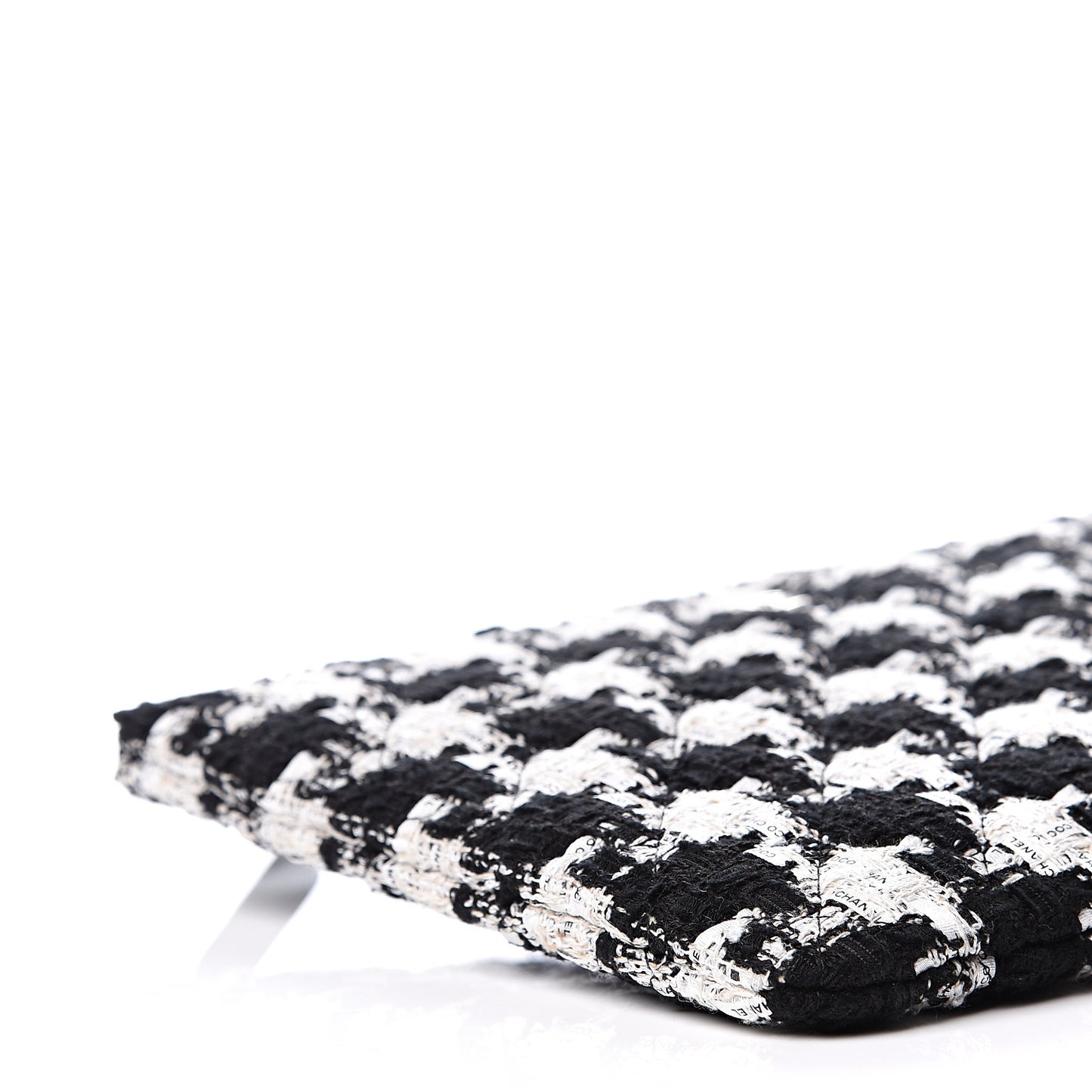 Tweed Quilted Medium Cosmetic Pouch Black Ecru White