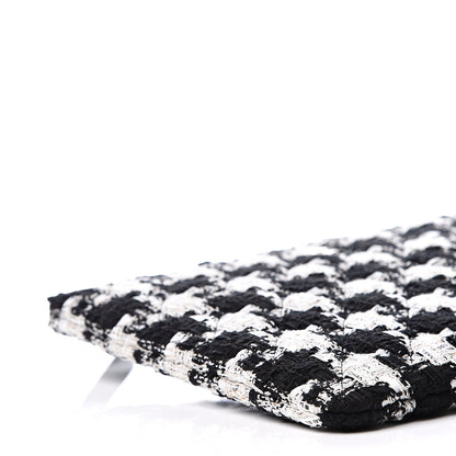 Chanel Tweed Quilted Medium Cosmetic Pouch Black Ecru White 7 of 10