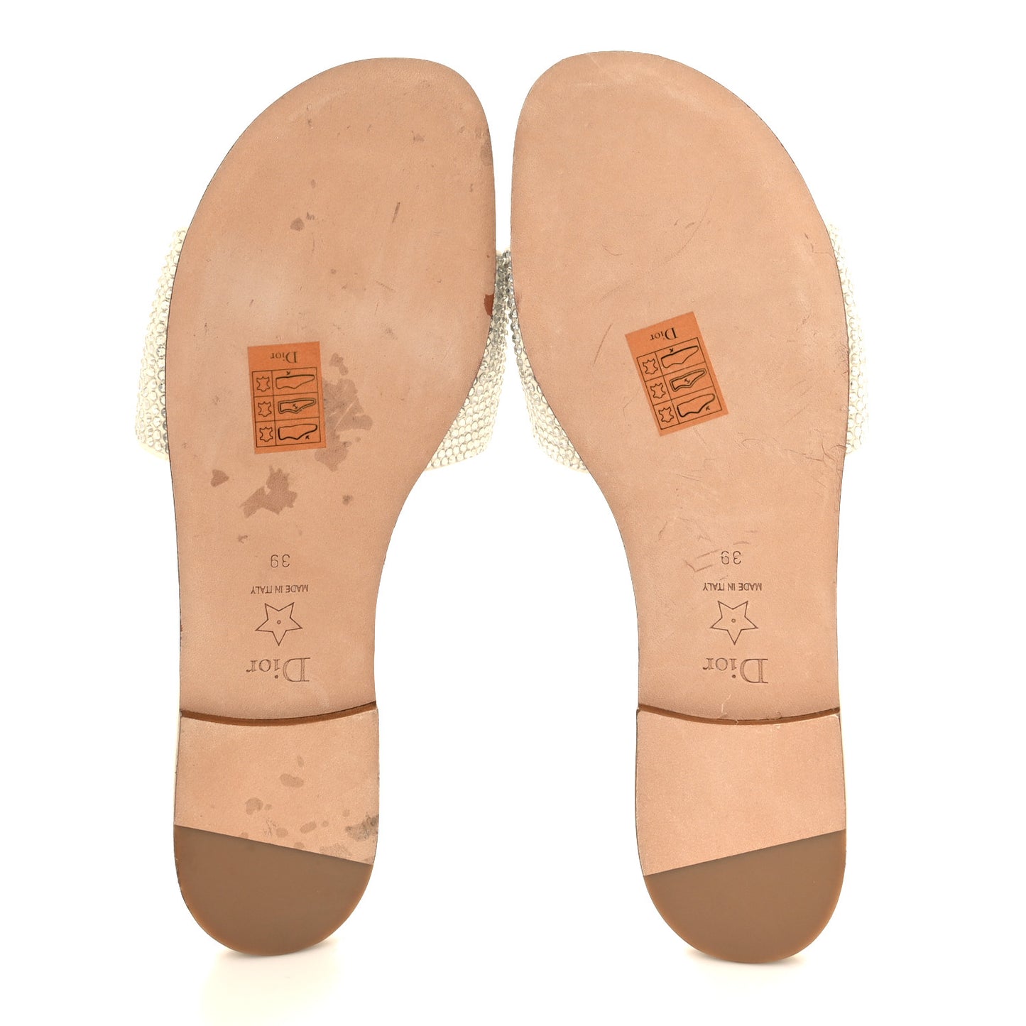 Crystal Calfskin D-Club Mule Sandal 39 White