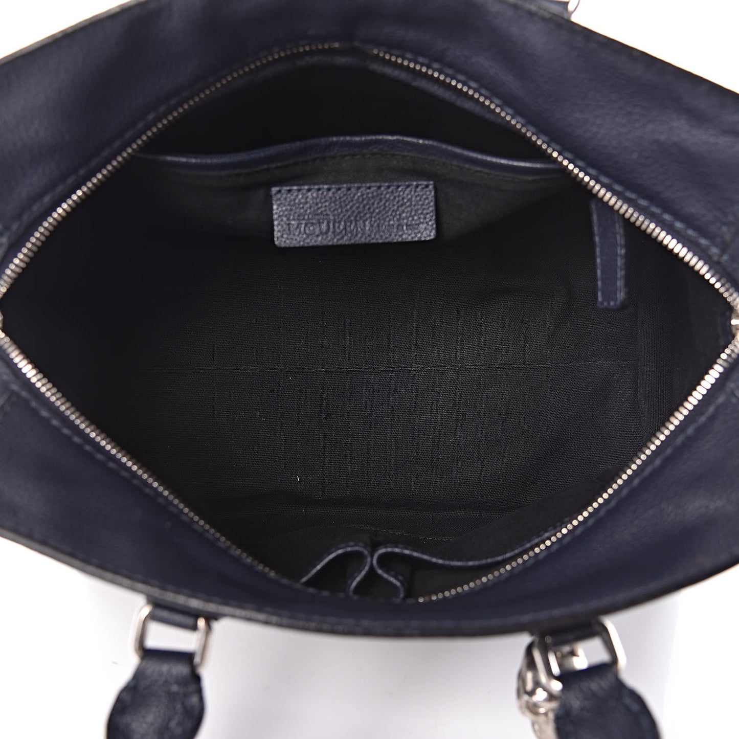 Pebbled Calfskin Small Skull Padlock Zip Around Tote Navy