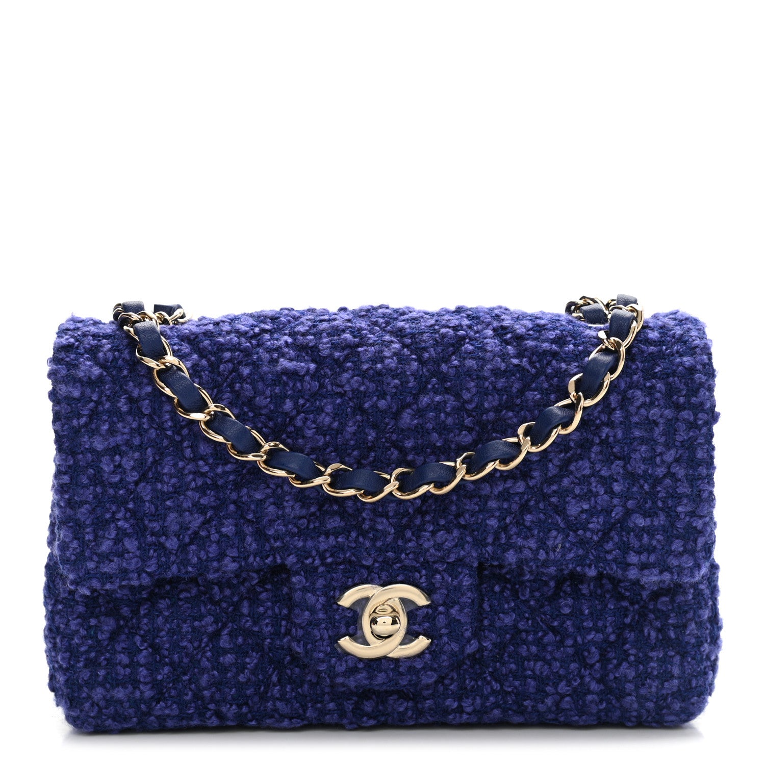 Chanel Tweed Quilted Mini Rectangular Flap Blue 1 of 10