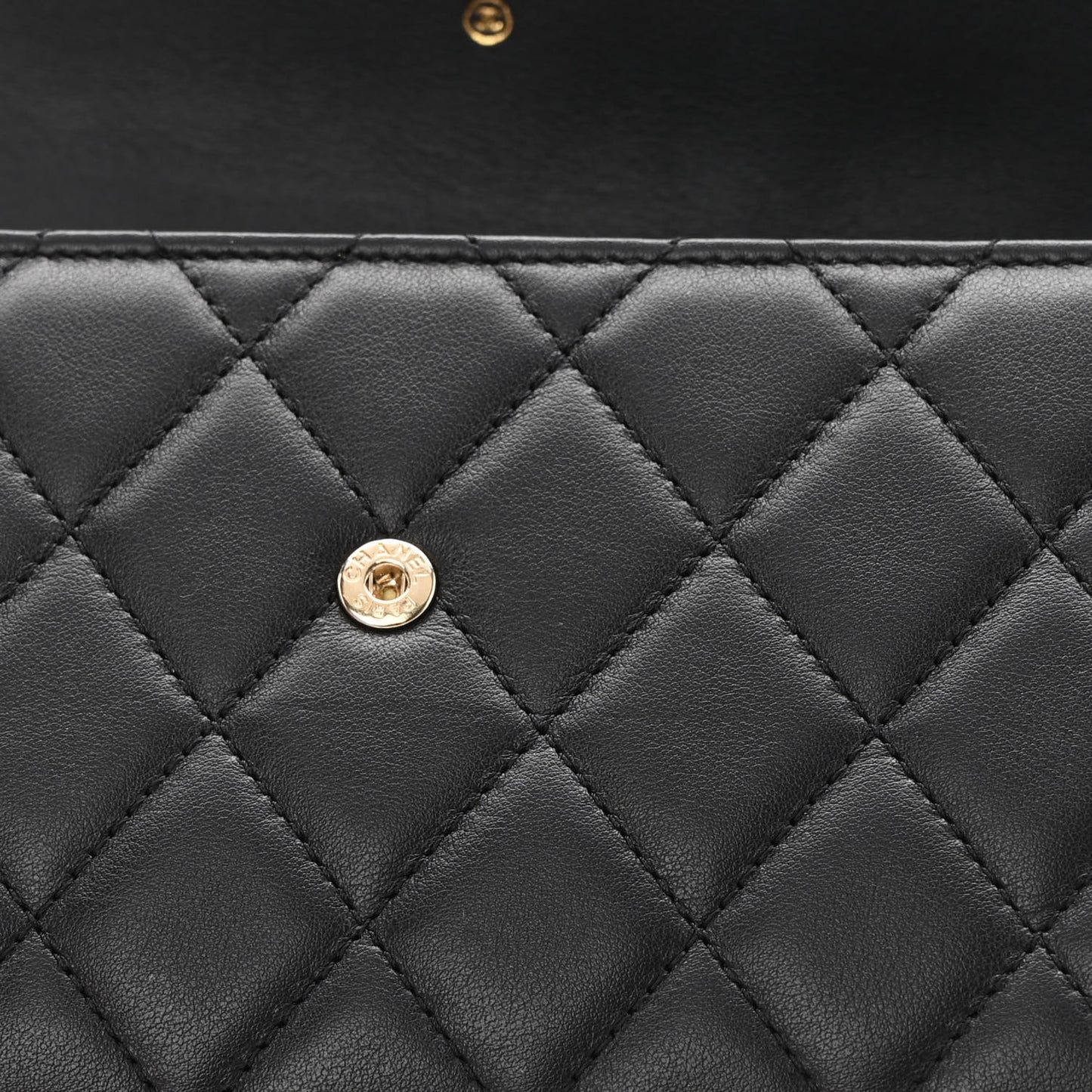Calfskin Quilted Boy Chain Around Flap Wallet Black