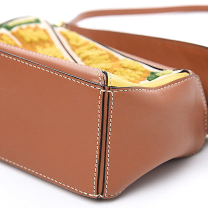 Loewe Calfskin Embroidered Floral Mini Puzzle Bag Tan Yellow 7 of 7