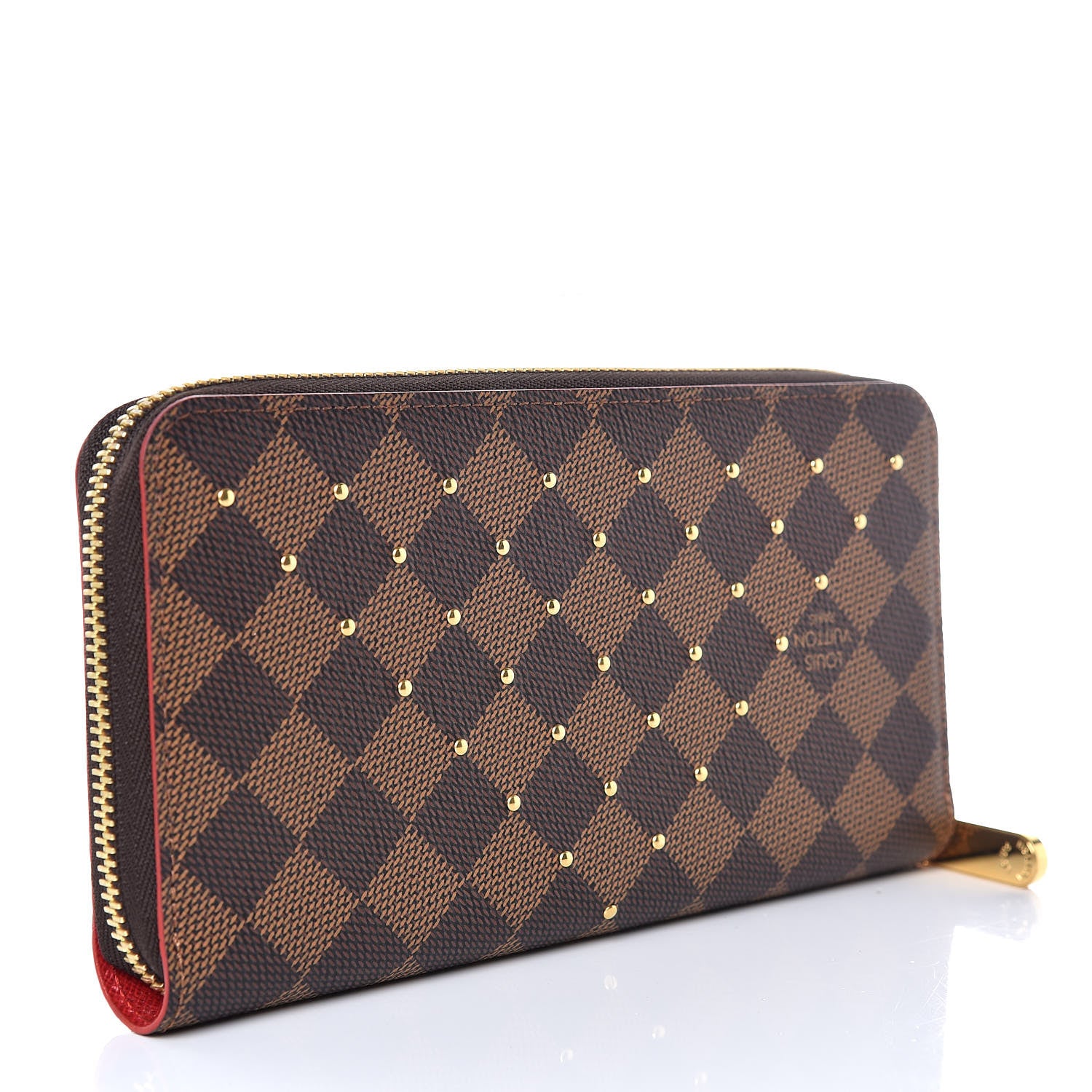 Louis Vuitton Damier Ebene Studded Zippy Wallet Cherry 3 of 7