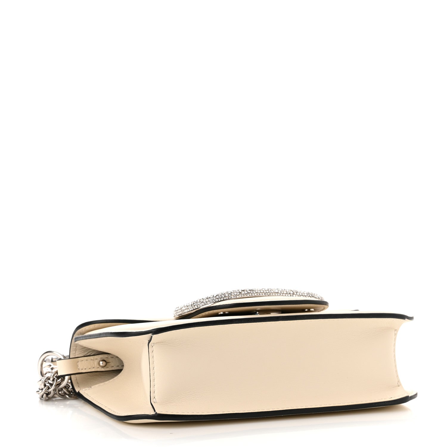 Valentino Garavani Calfskin Crystal Vlogo Small Loco Shoulder Bag Light Ivory 4 of 10
