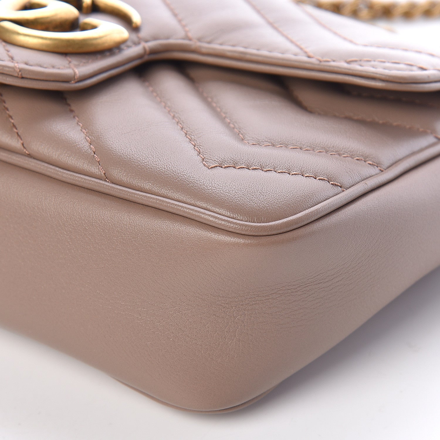 Gucci Calfskin Matelasse Super Mini GG Marmont Shoulder Bag Porcelain Rose 10 of 12