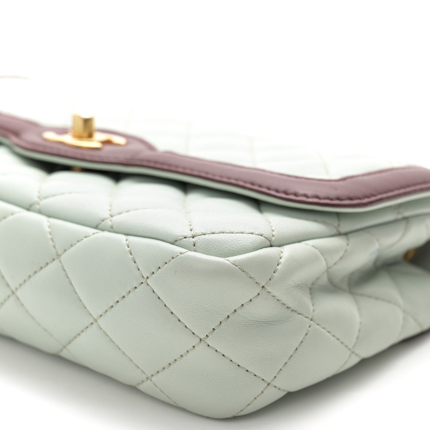 Chanel Lambskin Quilted Small Two Tone Day Flap Light Blue Burgundy 9 of 12