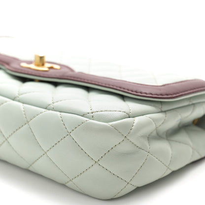 Chanel Lambskin Quilted Small Two Tone Day Flap Light Blue Burgundy 9 of 12
