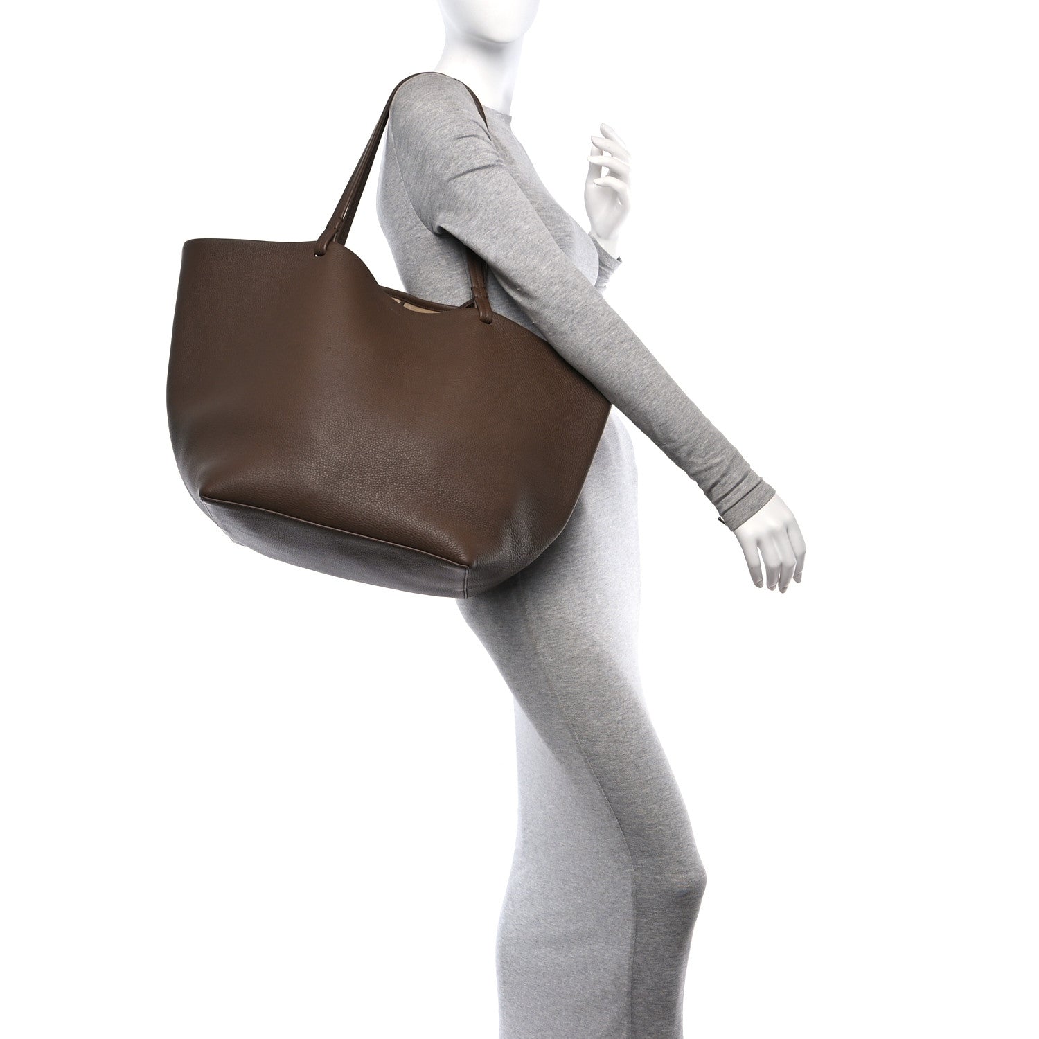 The Row Grained Calfskin Park Tote XL Dark Taupe 3 of 13