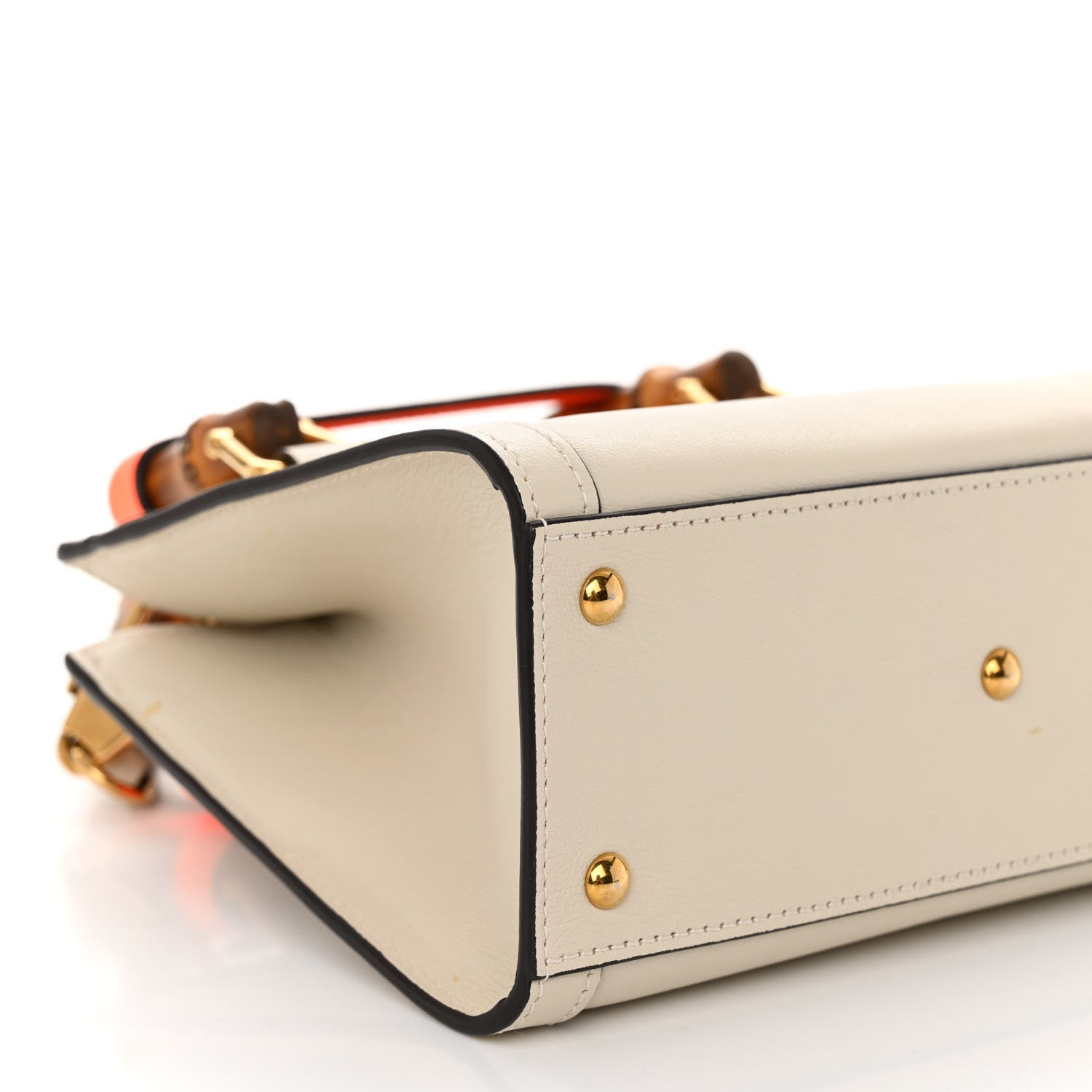 Gucci Wonka Grain Calfskin Mini Diana Tote Bag Mystic White Orange Fluo 8 of 9