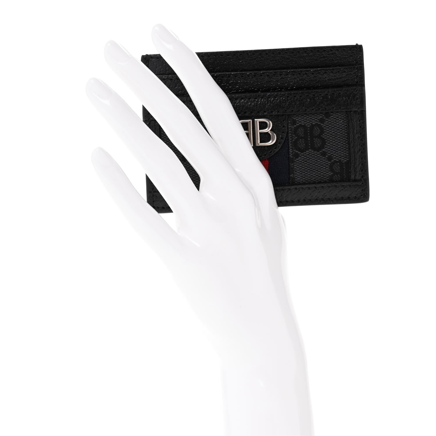 Gucci X BALENCIAGA BB Monogram Web Ophidia Card Holder Black 2 of 9