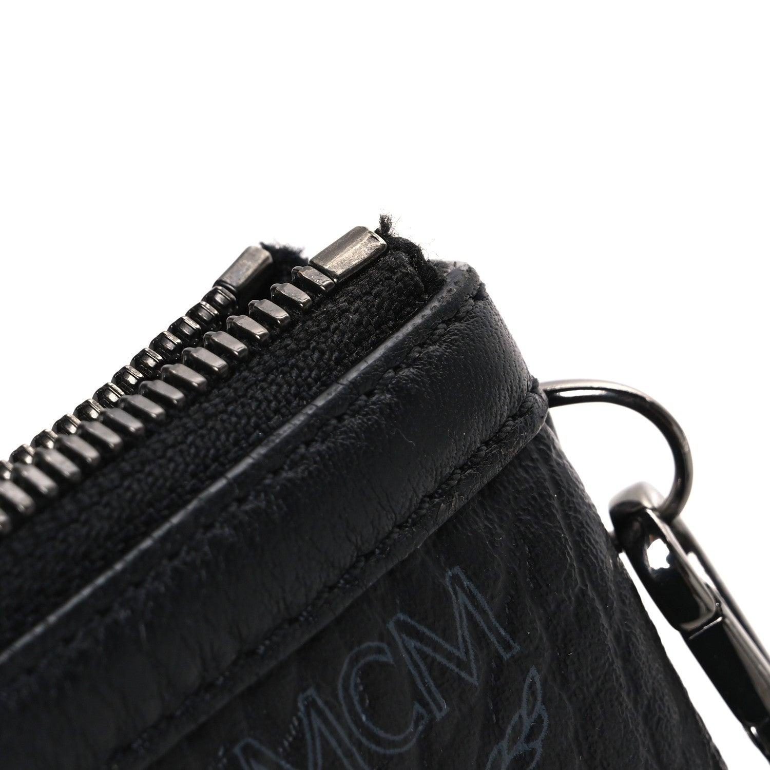 MCM Visetos Liz Shopper Tote Pouch Black 10 of 10