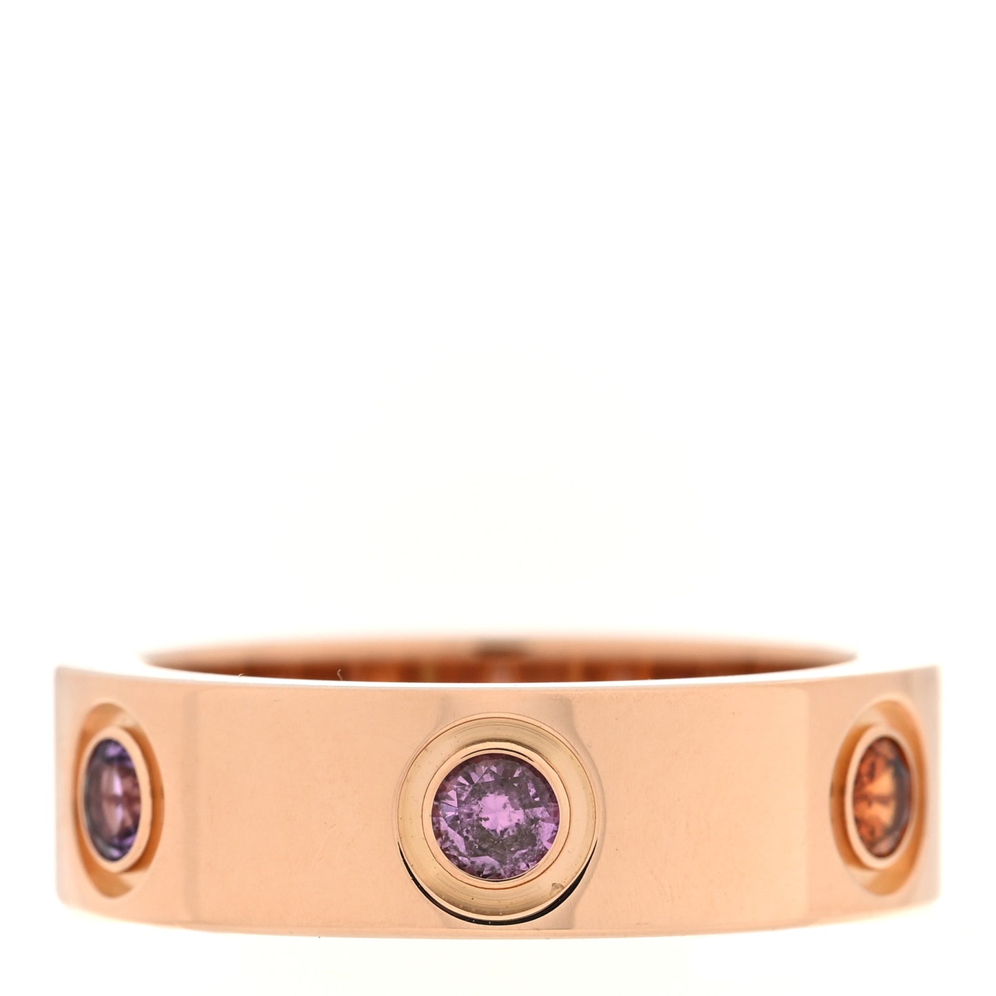 18K Pink Gold Sapphire Garnet Amethyst 5.5mm LOVE Ring 48 4.5