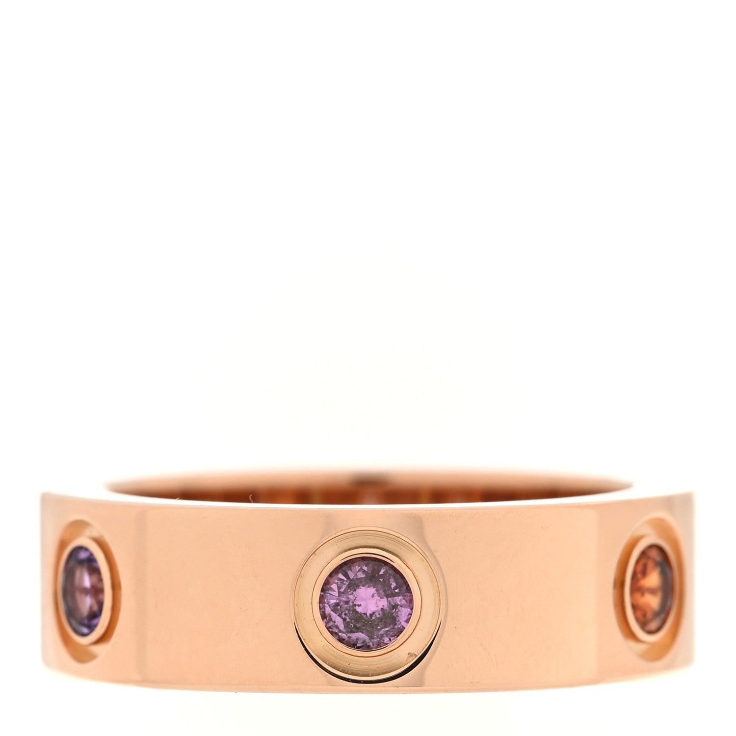 Cartier 18K Pink Gold Sapphire Garnet Amethyst 5.5mm LOVE Ring 48 4.5 3 of 4