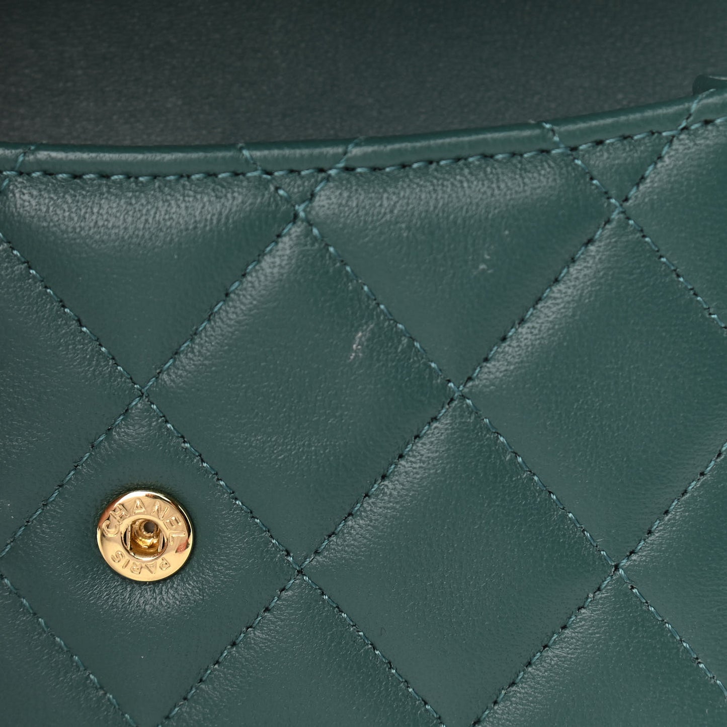 Lambskin Quilted Top Handle Flap Coin Purse With Chain Green