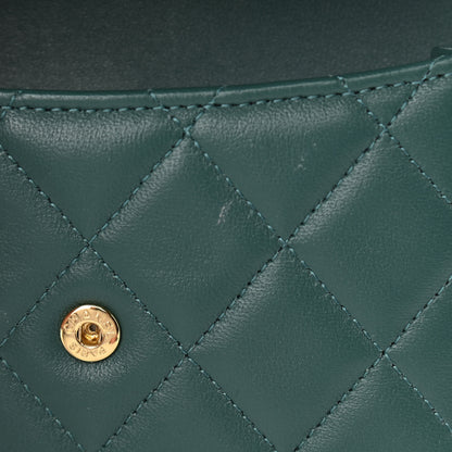 Chanel Lambskin Quilted Top Handle Flap Coin Purse With Chain Green 10 of 13