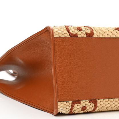 Louis Vuitton Raffia Calfskin Monogram Giant Onthego MM Tan 7 of 11