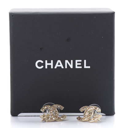 Chanel Crystal CC Starfall Earrings Gold 5 of 5