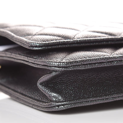 Chanel Iridescent Caviar Quilted Wallet On Chain WOC Black 9 of 11