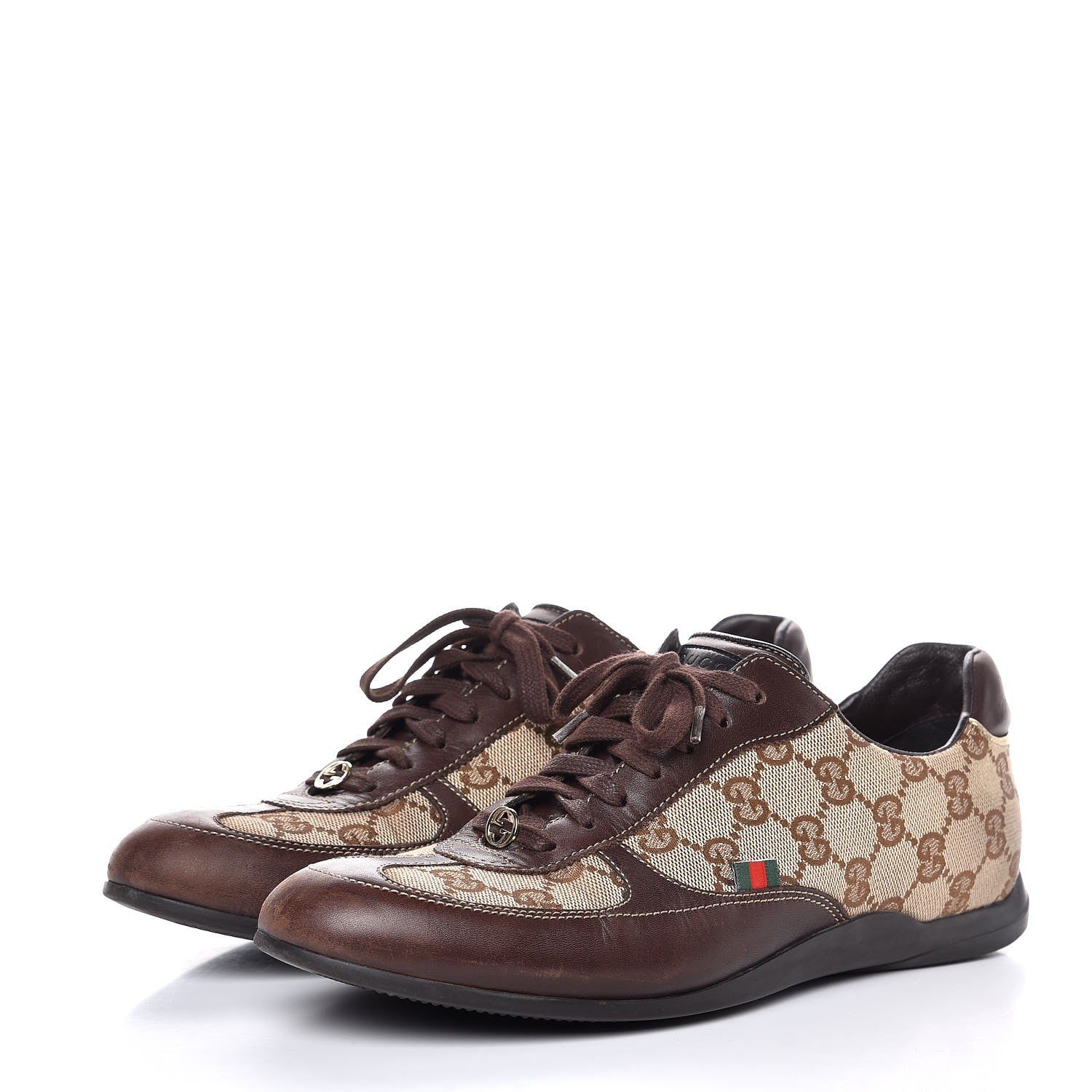 Gucci GG Monogram Calfskin Sneakers 38 Dark Brown 3 of 11