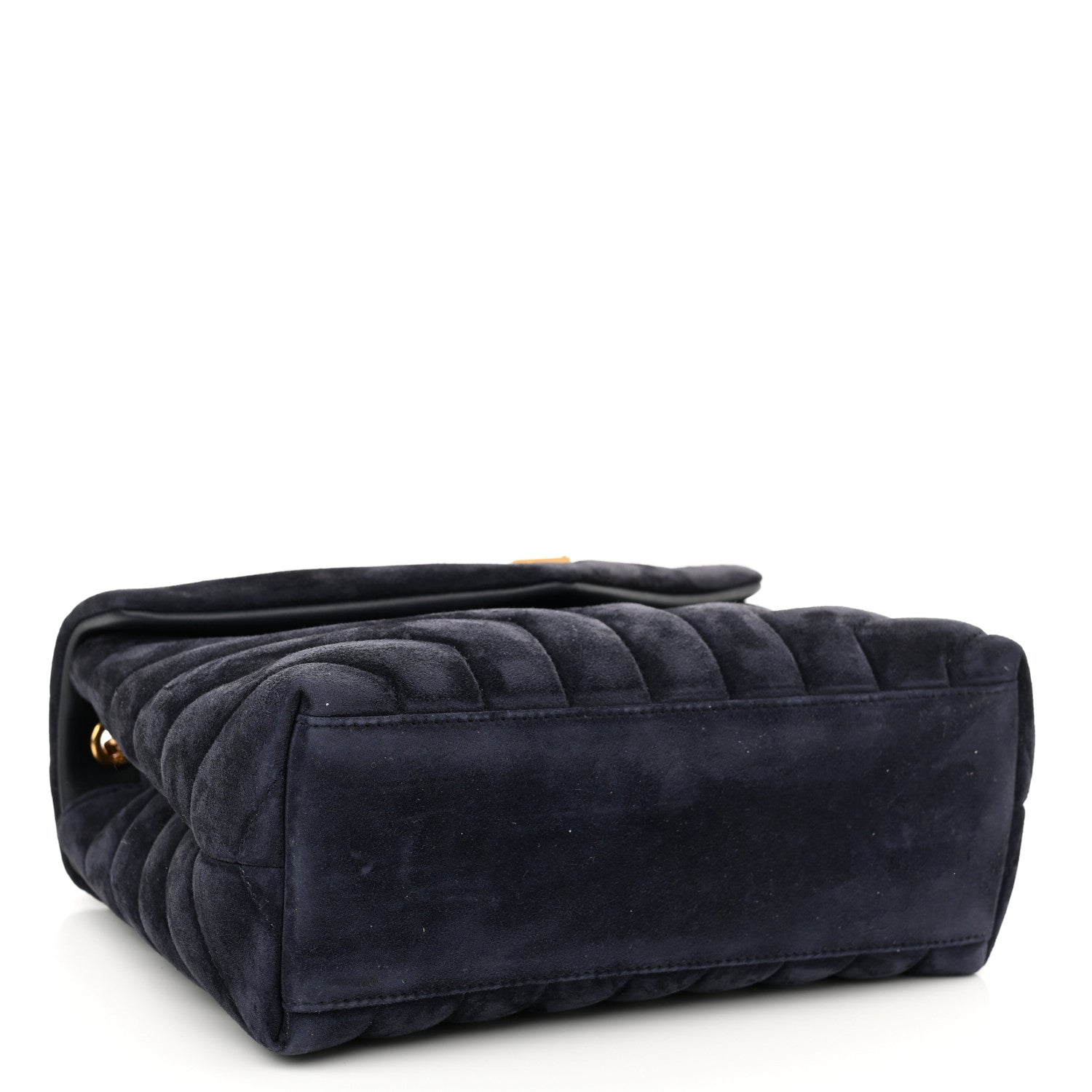 Saint Laurent Suede Calfskin Y Quilted Monogram Small Loulou Chain Satchel Deep Marine 4 of 11
