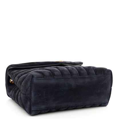 Saint Laurent Suede Calfskin Y Quilted Monogram Small Loulou Chain Satchel Deep Marine 4 of 11