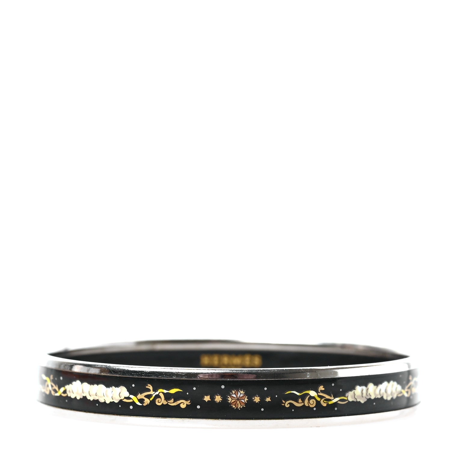 Hermes Enamel Printed Celestial Mythology Narrow Bracelet 70 Black 1 of 5