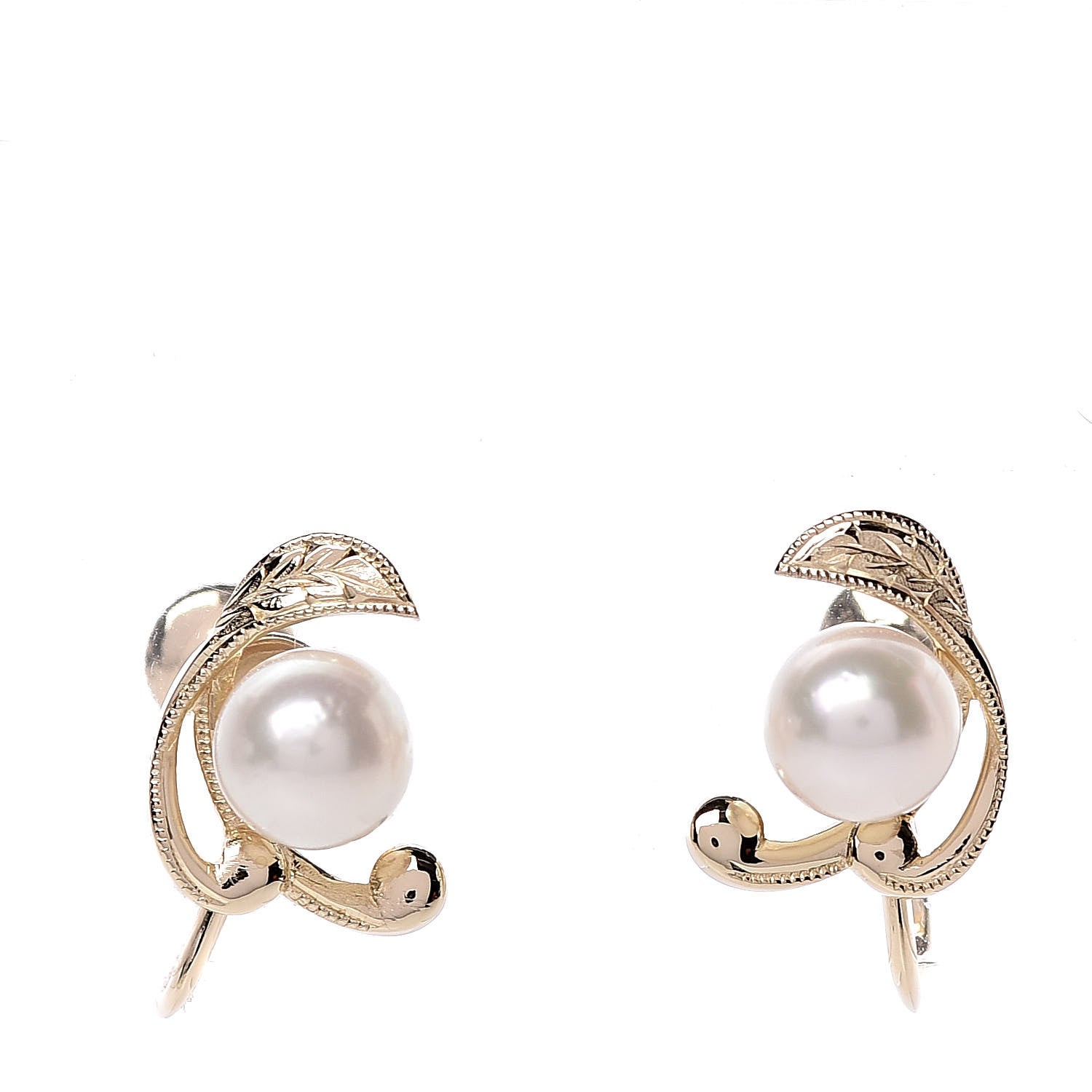 Mikimoto 14K Yellow Gold Akoya Pearl 6mm Screw Back Earrings 1 of 5