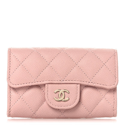 Chanel Caviar Quilted Flap Card Holder Wallet Light Pink 1 of 9