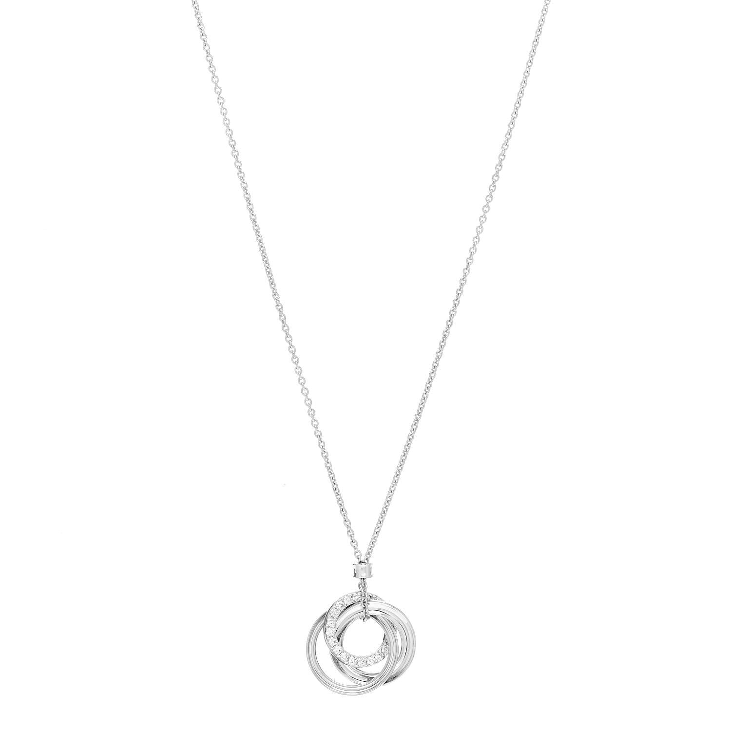 Tiffany 18K White Gold Diamond 1837 Triple Interlocking Circles Pendant Necklace 1 of 4