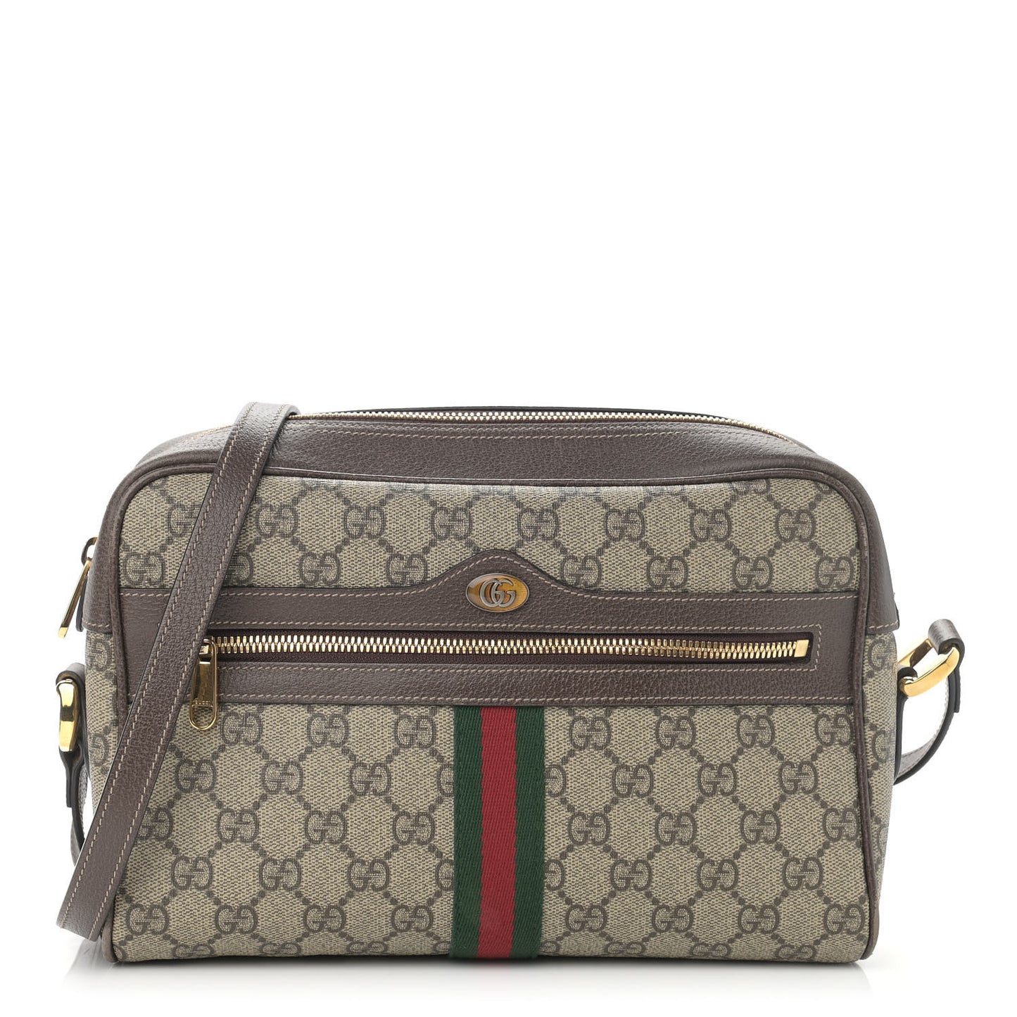 GG Supreme Monogram Web Small Ophidia Shoulder Bag Brown