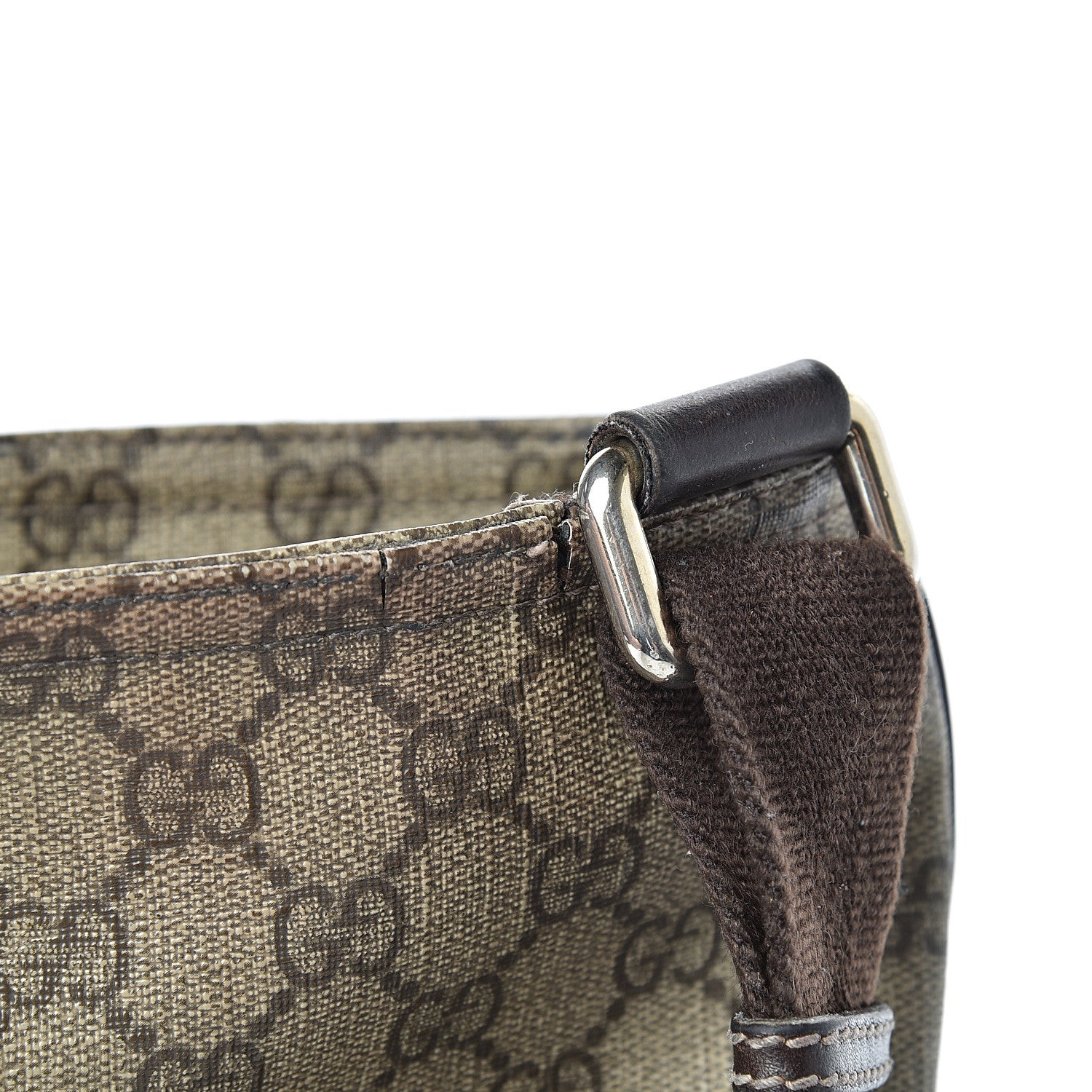 Gucci GG Supreme Monogram Selleria Calfskin Small Flat Side Zip Messenger Bag Beige Ebony Cocoa Dark Chocolate 13 of 23