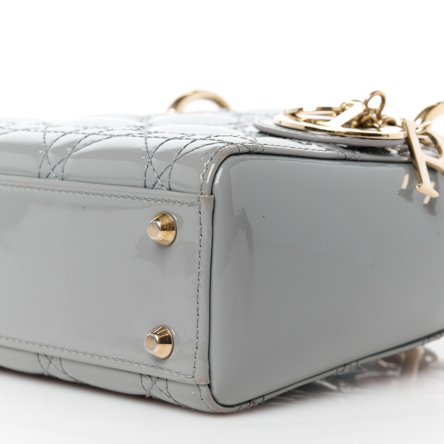 Christian Dior Patent Cannage Mini Lady Dior Grey Stone 10 of 11