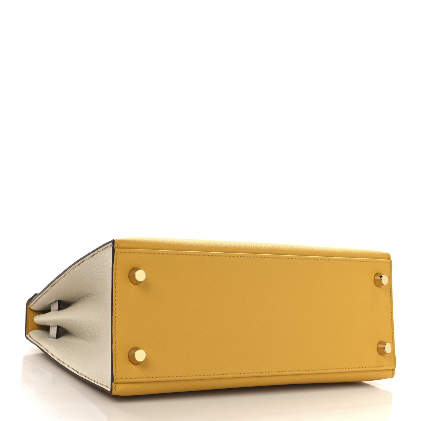 Epsom Bi-Color Horseshoe Kelly Sellier 25 Jaune Ambre Craie