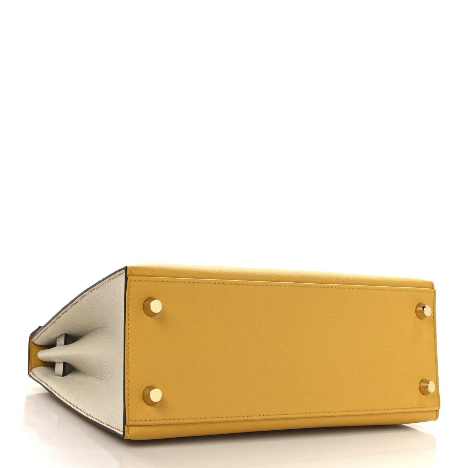 Hermes Epsom Bi-Color Horseshoe Kelly Sellier 25 Jaune Ambre Craie 4 of 11