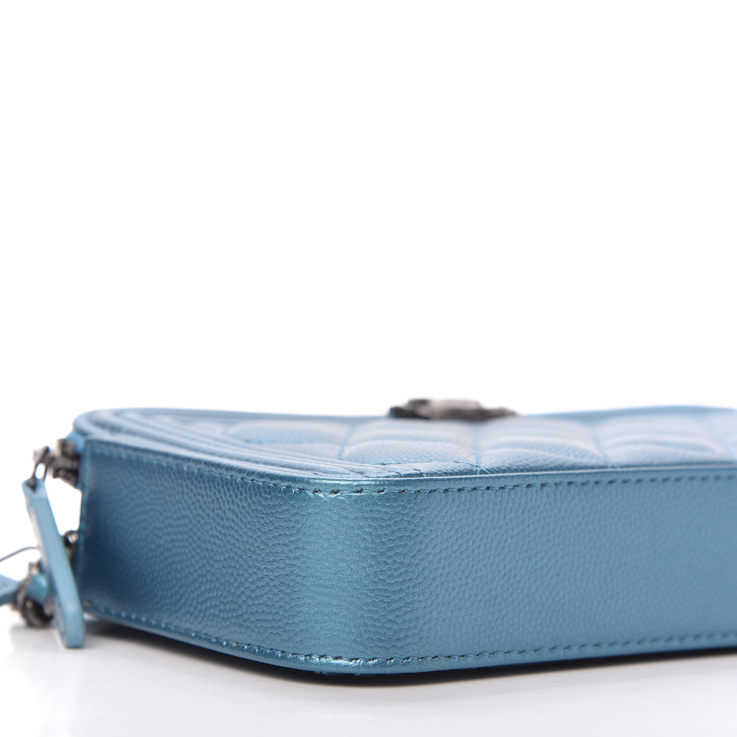 Chanel Metallic Caviar Quilted Small Boy Clutch With Chain Turquoise 6 of 11