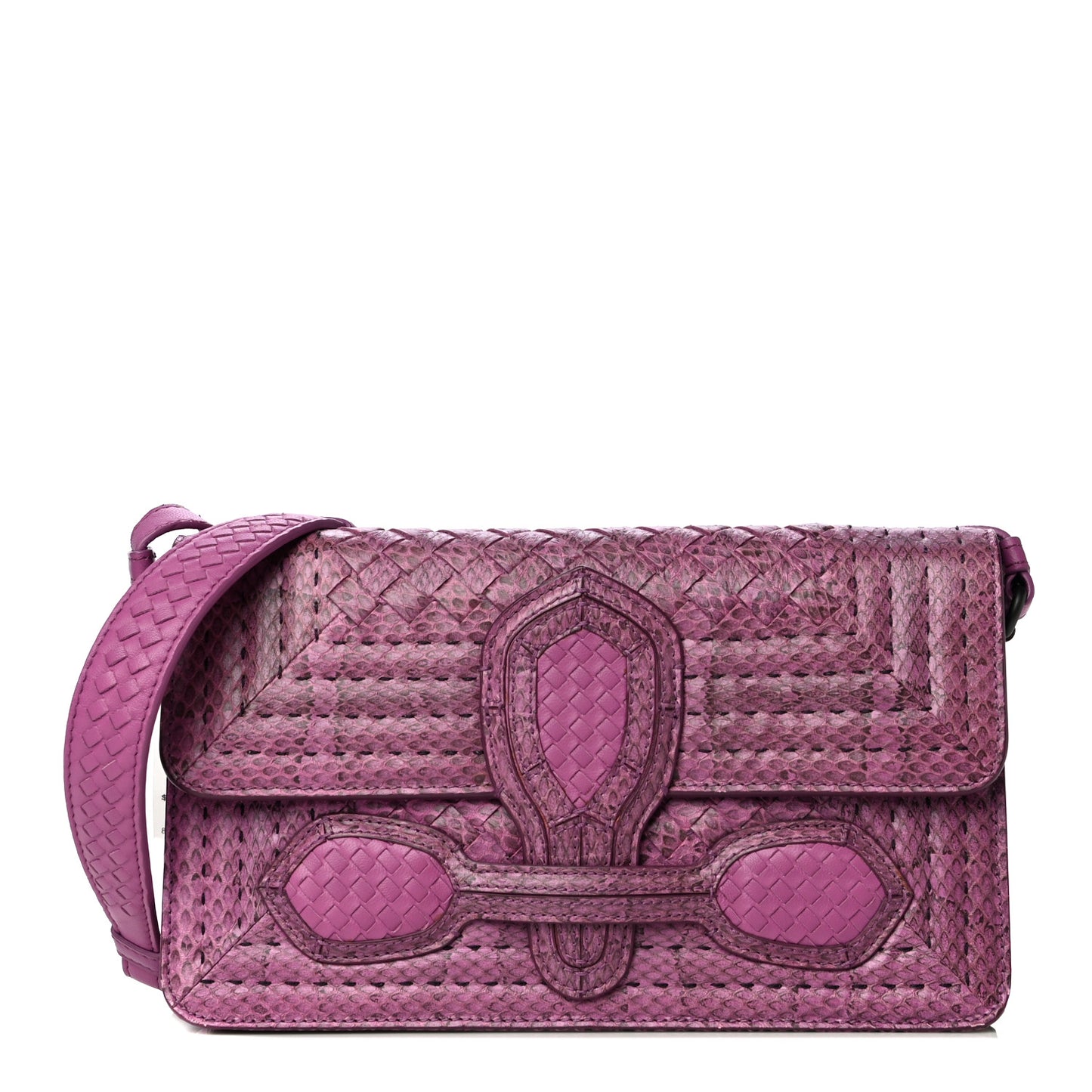 Python Nappa Intrecciato Rialto Shoulder Bag Purple