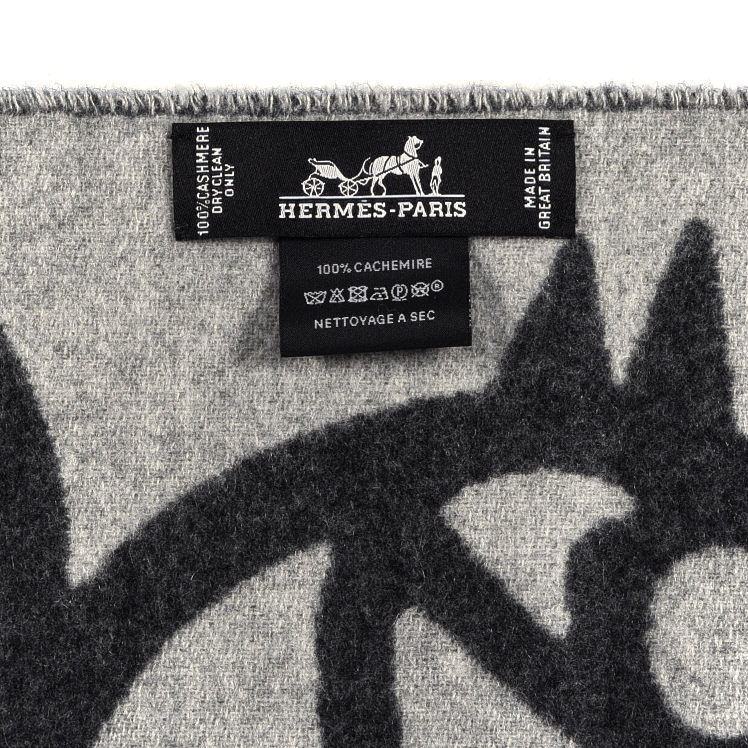Hermes Cashmere Boucles et Camails Muffler Anthracite Gris Clair 3 of 3
