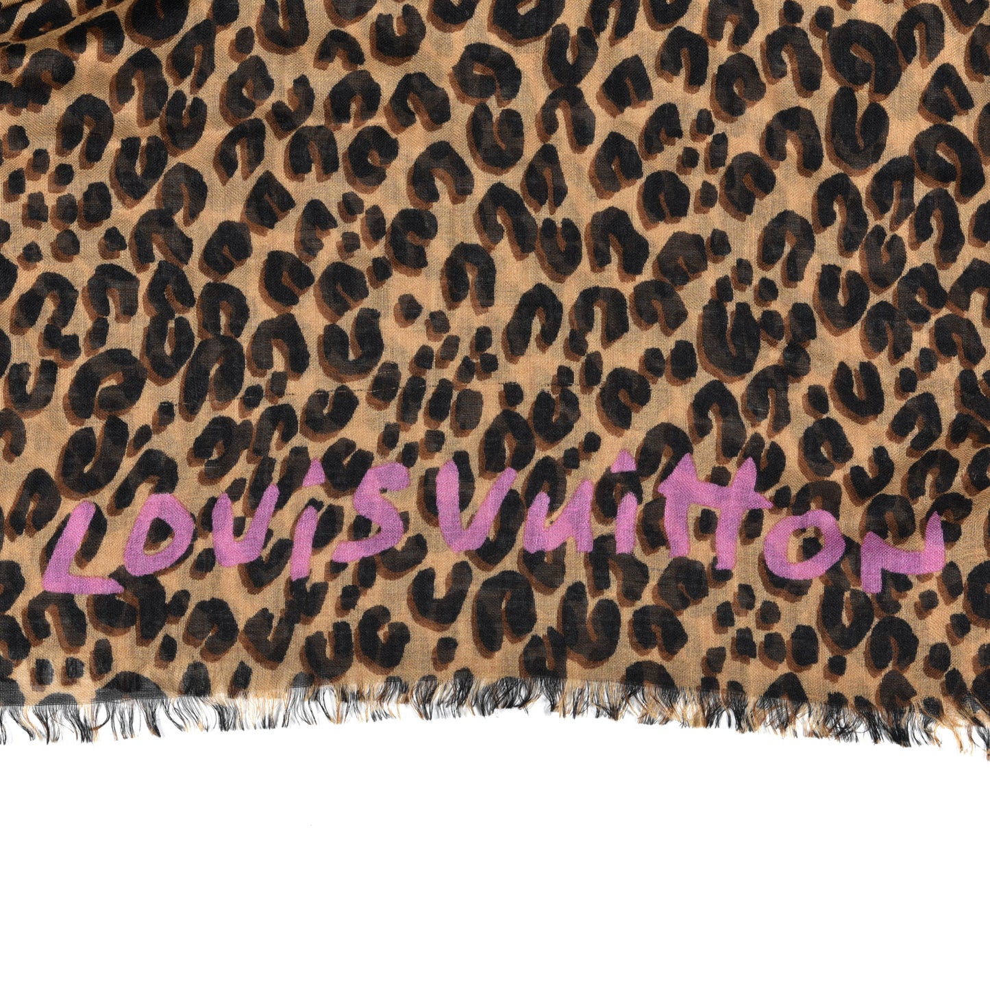 Cashmere Silk Leopard Etole Stole Marron