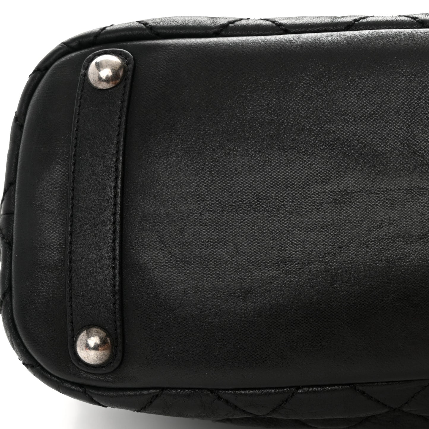 Iridescent Calfskin Quilted In The Mix Shopping Tote Black