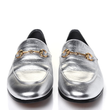 Gucci Metallic Nappa Womens Jordaan Loafers 39.5 Argento 2 of 12