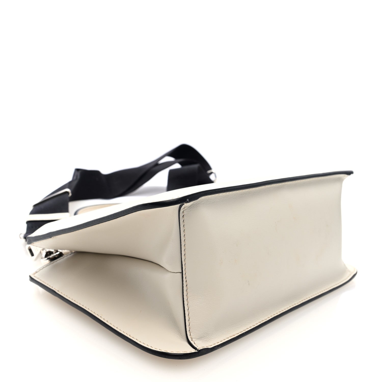 Prada Brushed Calfskin Double Zip Crossbody White 4 of 9