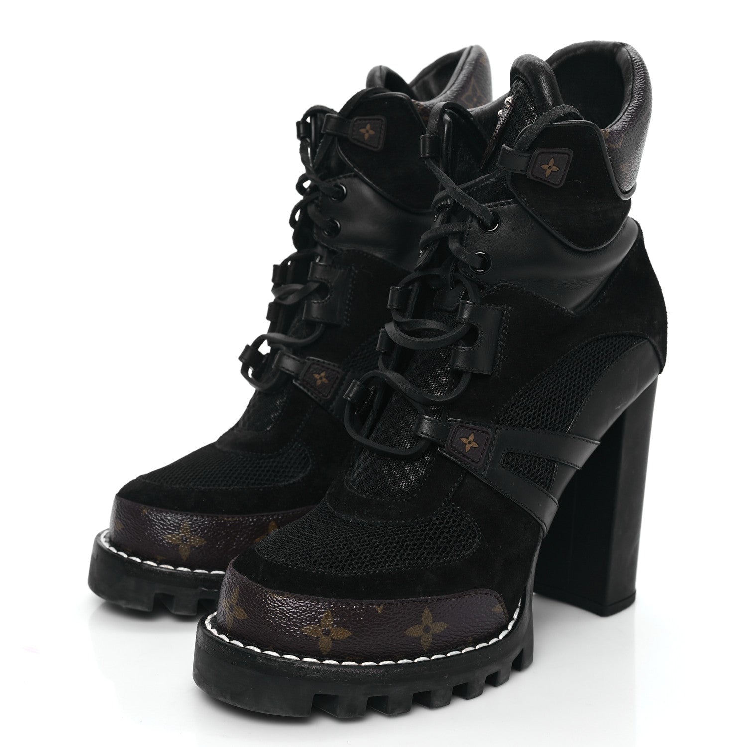 Louis Vuitton Suede Calfskin Monogram Star Trail Ankle Boots 39.5 Black 3 of 8