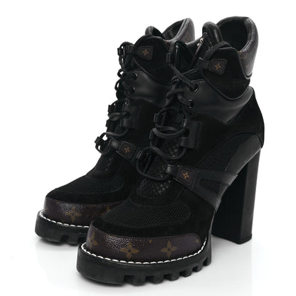 Louis Vuitton Suede Calfskin Monogram Star Trail Ankle Boots 39.5 Black 3 of 8