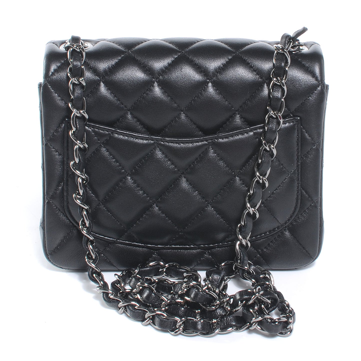 Lambskin Quilted Mini Square Flap Black