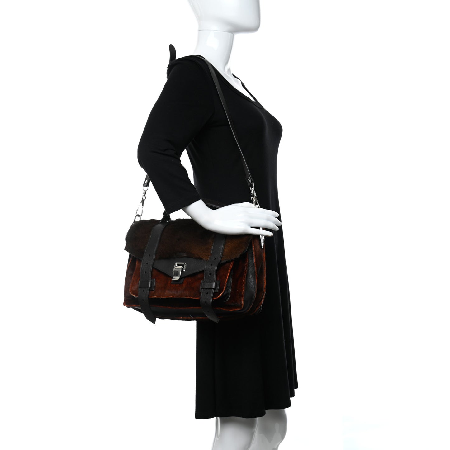 Calf Hair Leather PS1 Medium Satchel Chocolate