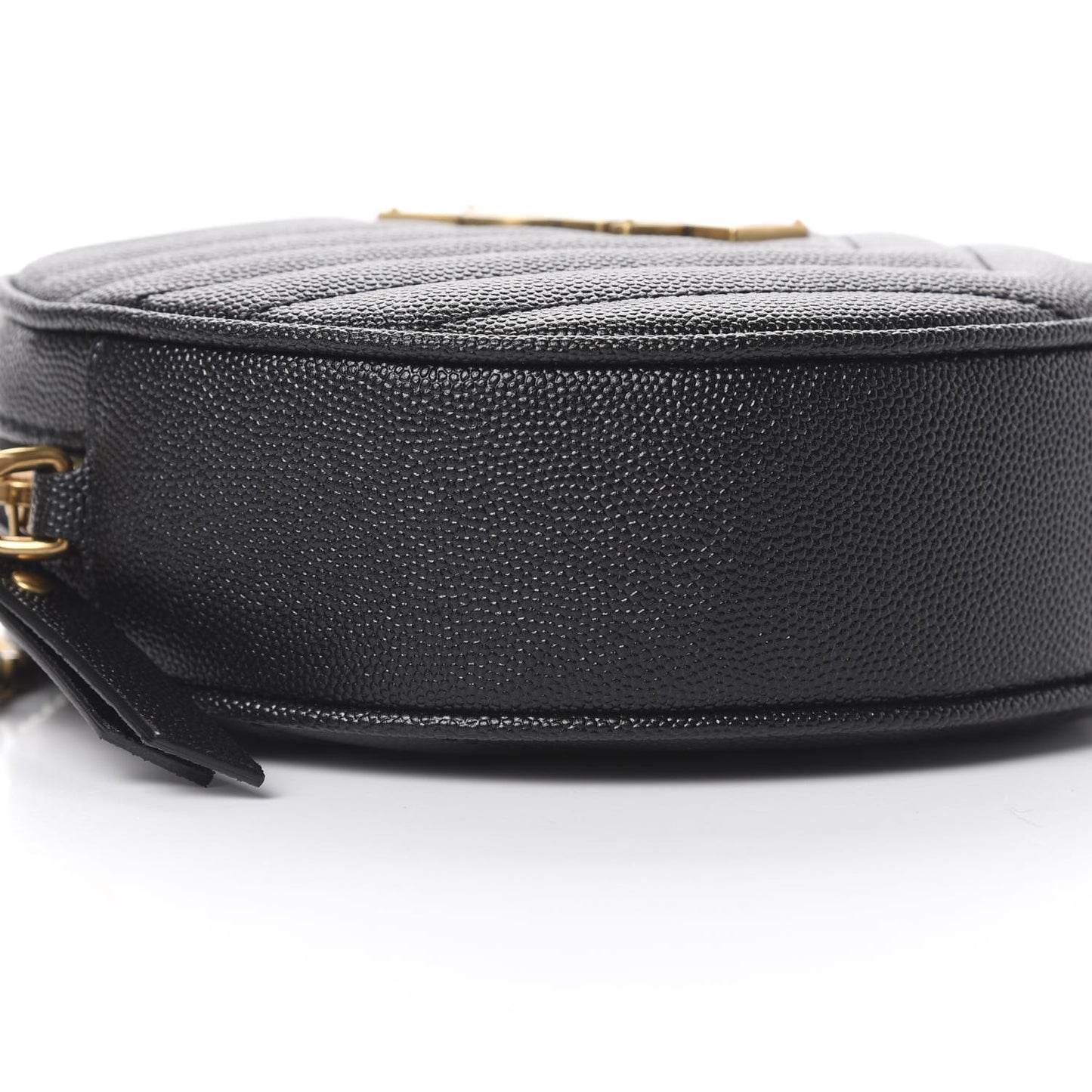Grain De Poudre Matelasse Chevron Quilted Round Vinyle Camera Bag Black
