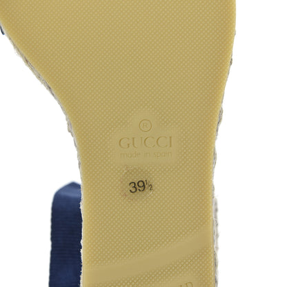 Gucci Canvas Sylvie Web Ankle Wrap Espadrille Wedge Sandals 39.5 Mystic White Hibiscus Red Maritime 7 of 8