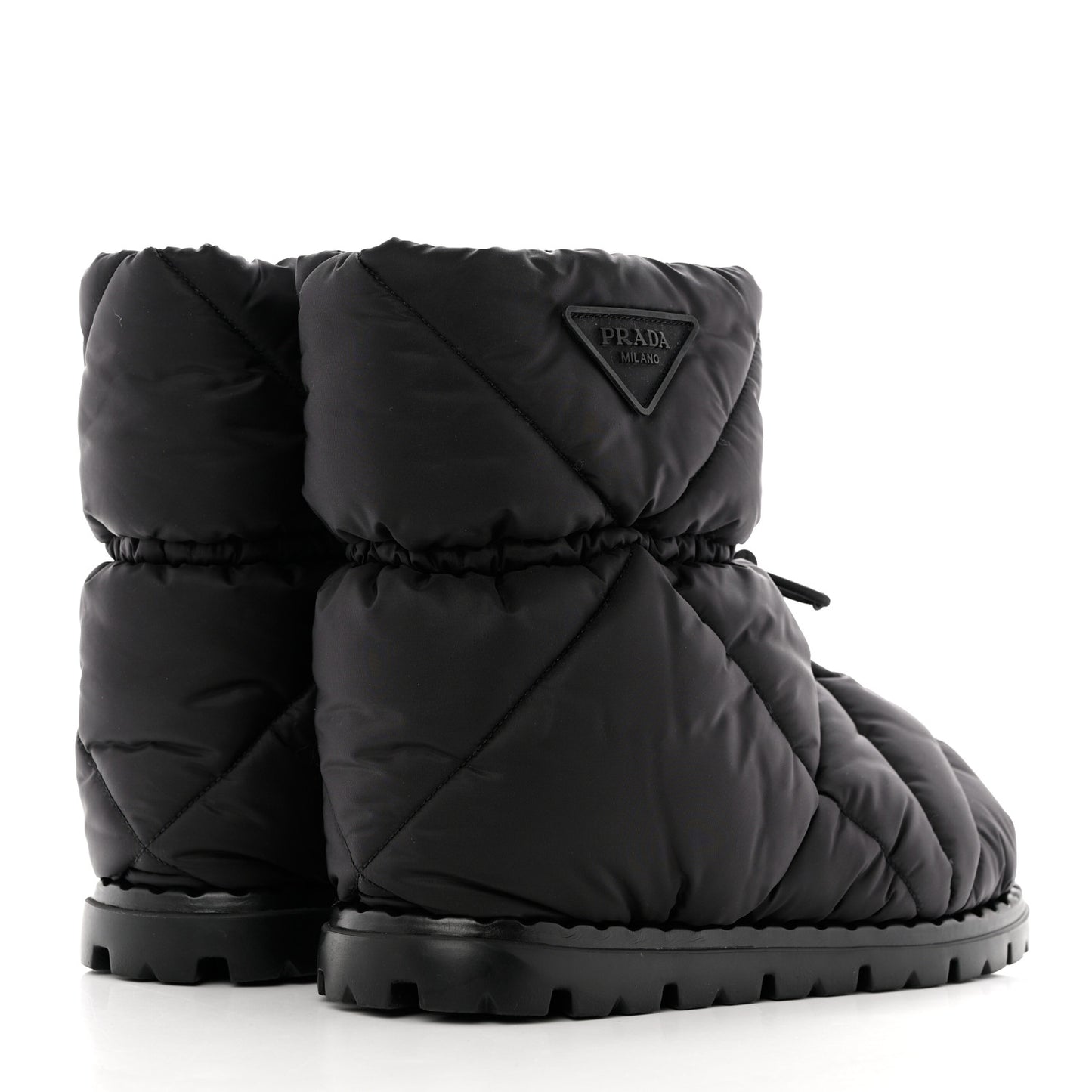 Re-Nylon Piuma Triangle Logo Padded Drawcord 20mm Snow Boots 38.5 Black