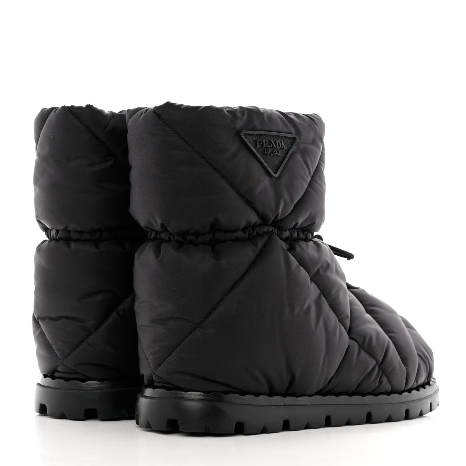 Prada Re-Nylon Piuma Triangle Logo Padded Drawcord 20mm Snow Boots 38.5 Black 4 of 9